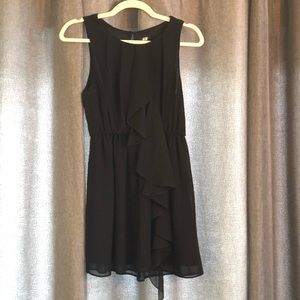 Black, Ruffle, Elastic Waist Mini Dress